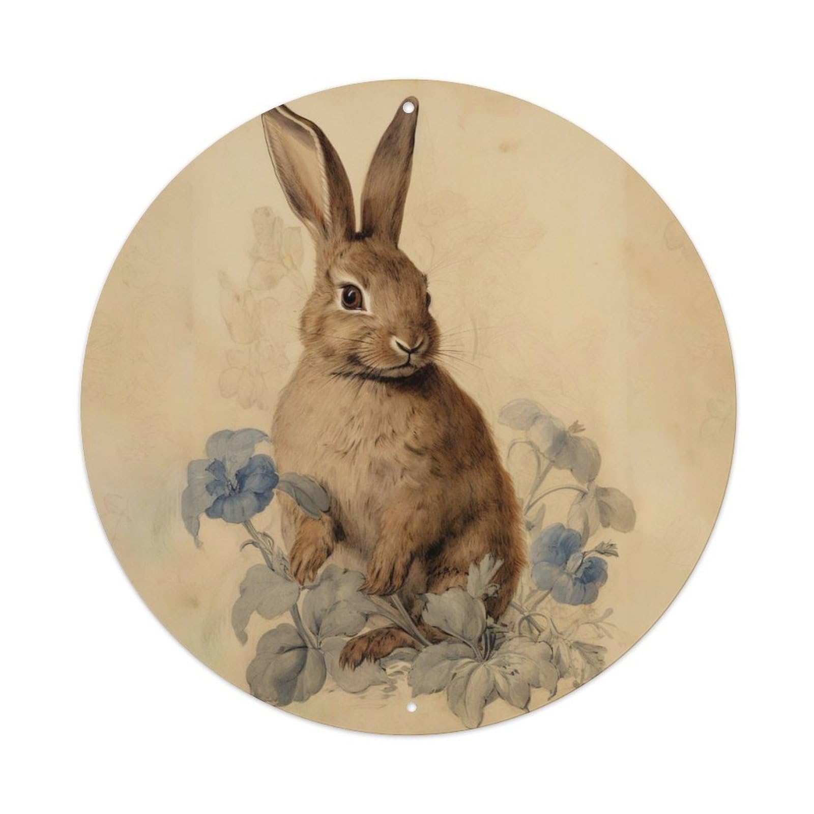 Rabbit in The Grass Vintage Metal Tin Sign Plaque Wall Decor for Cafe, Club Bar, Office, Garden Metal Poster 8x8Inch
