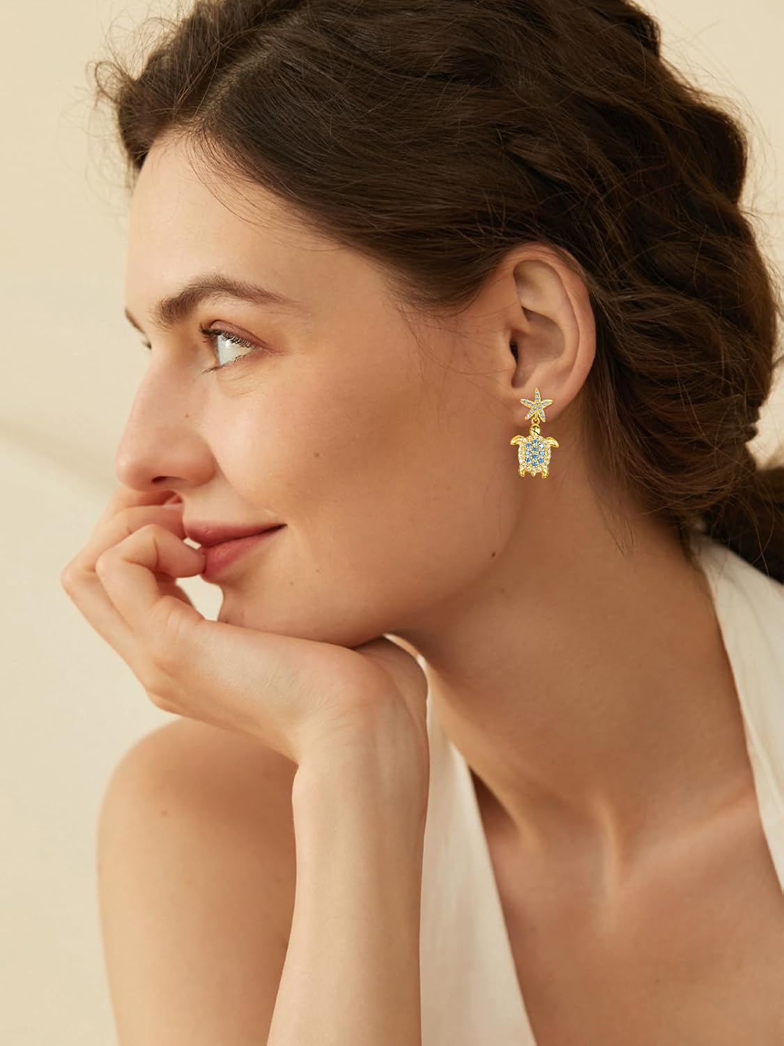 Dreamboat Sea Turtle Earrings for Women Gold Plated Ocean Earrings Sterling Silver Hook Dangle Summer Beach Hawaiian Ocean Jewelry Gifts - Image 4