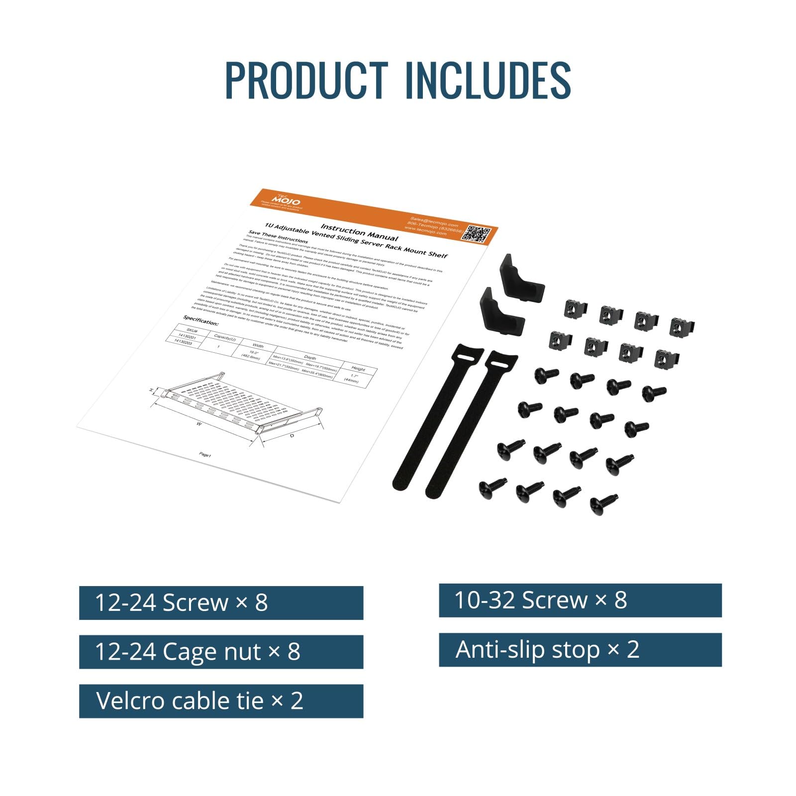 Amazon.com: Tecmojo 1U Sliding Rack Shelf,4-Post Vented Rack