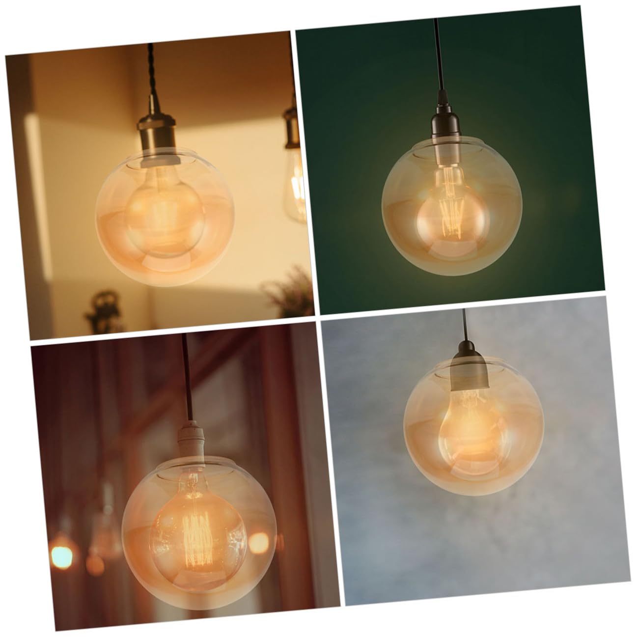 Abat-jour Verre Boule Remplacement Abat-jour Plafond Transparent Ambre Couverture Lampe Suspendue Simple à Installer Décoration Lumineuse Élégante et Pratique