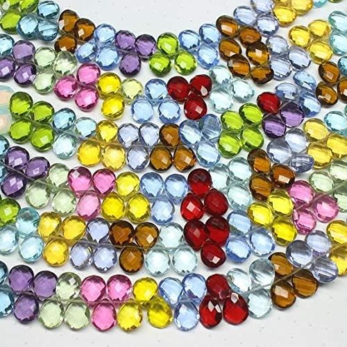 1 Strand Quartz pear Drop Faceted 7'' Long Strand Gemstone Beads, Jewelry Supplies for Jewelry Making, Bulk Beads, for Meditation Jewellery Gemstone Size 8mm to 10mm