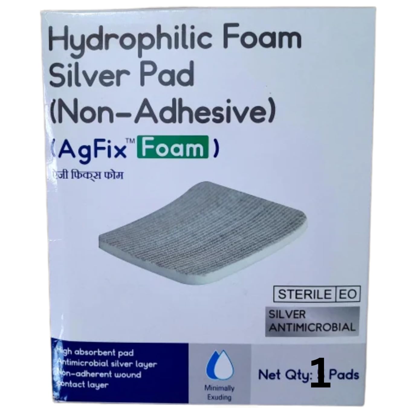 - AgFix Form Hydrophilic Foam Silver Pad 10 x 10 cm | Antimicrobial Silver Wound Dressing | High Absorbency, Low Adherence Foam Pad for Ulcers, Burns & Complex Wounds (Pack of 1)
