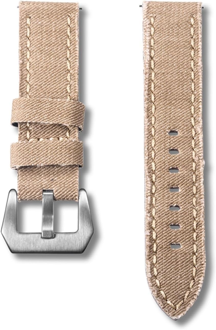 yingyingjia Canvas Watch Bands Quick Release Premium Denim Two Pieces Watch Straps Matt Steel Buckle 20mm 22mm 24mm