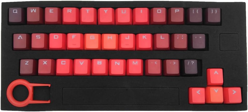 ATTAV 37 Keys PBT Keycaps Double-shot Backlit Keycap Set for Mechanical Keyboard (Gradient Lava Red)