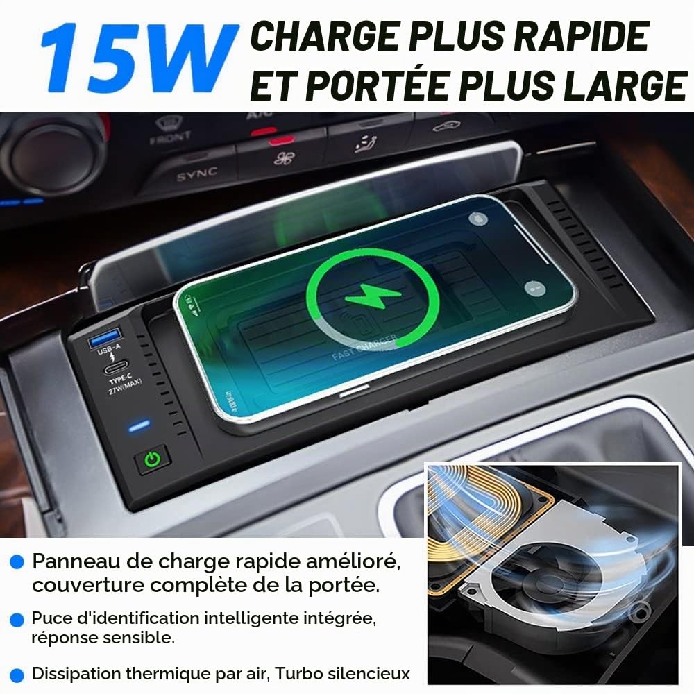 Chargeur sans Fil Voiture pour Audi A6 S6 RS6 2012-2018 A7 S7 RS7 2009-2018
