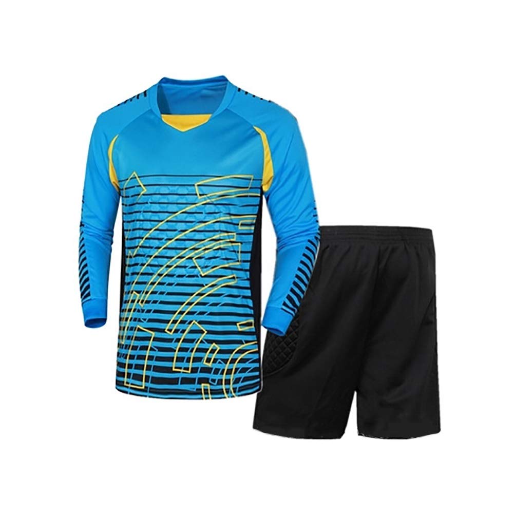 Fútbol Americano Uniforme Portero Anti Choques Ropa Longmen Pantalones Cortos Manga Larga Traje Portero (Color : Blue, Size : XXXL)