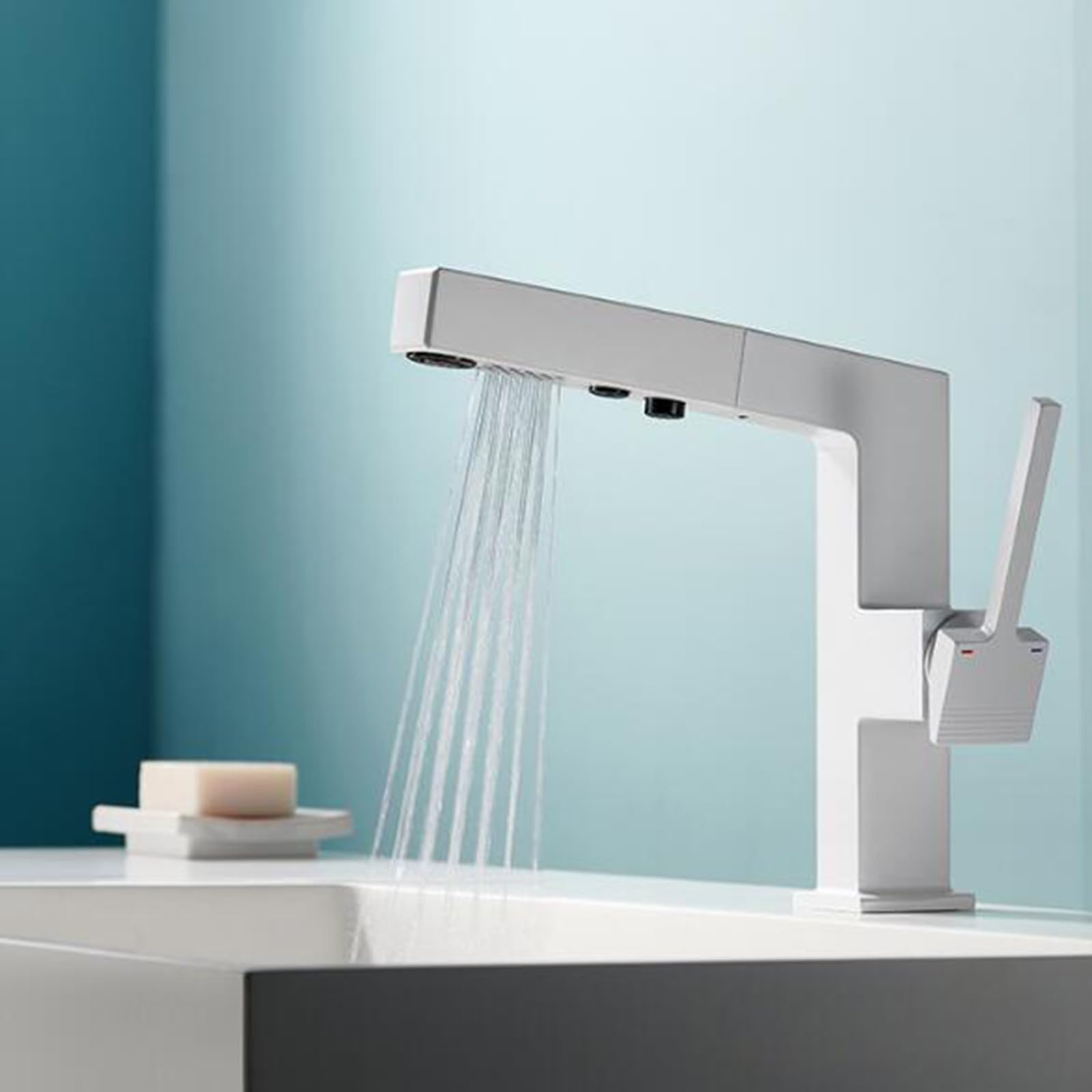 Grifo para Lavabo de baño con rociador extraíble, Grifo Monomando de latón para baño con Agua fría y Caliente y Modo Ducha, Cromado
