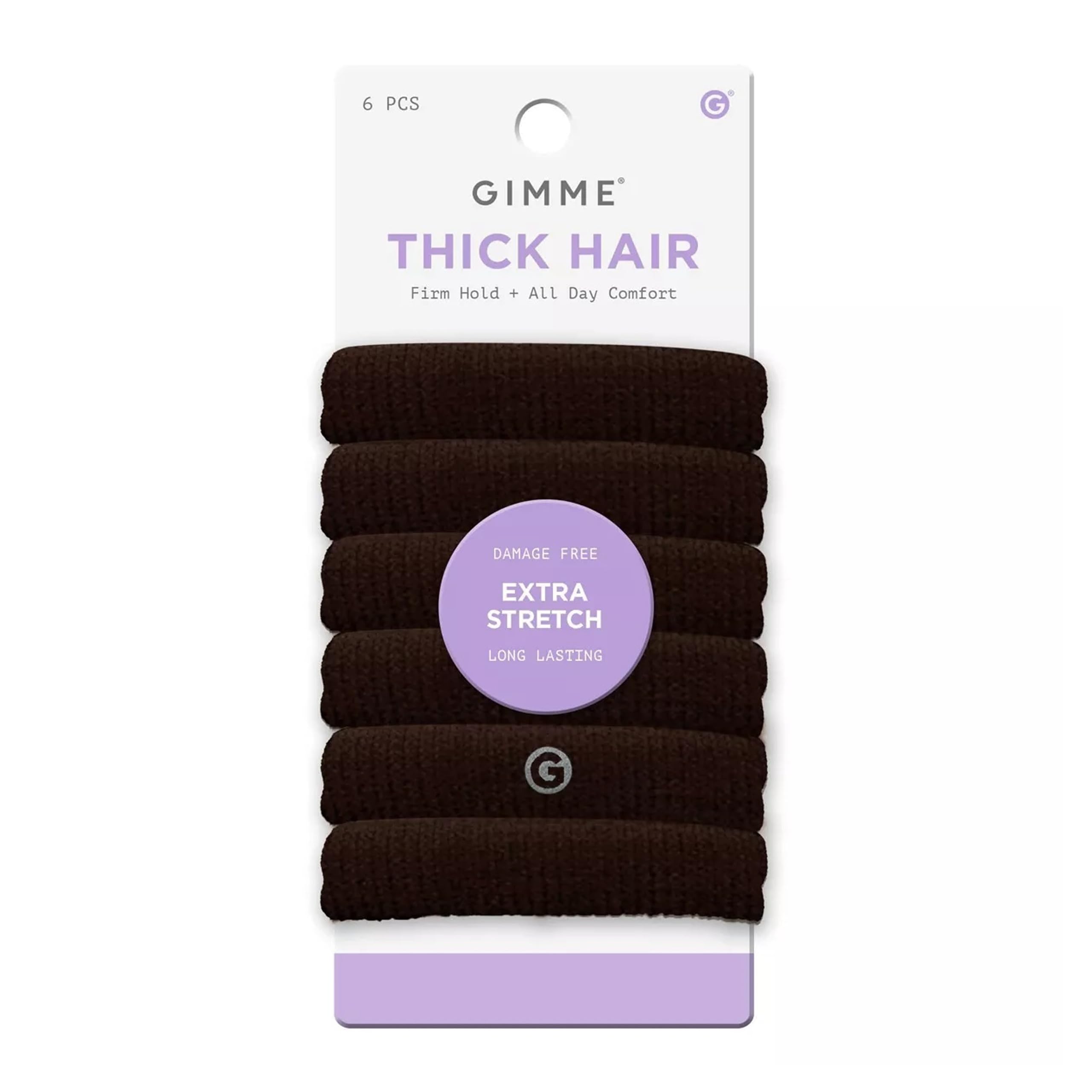 GIMMEBeauty Thick Hair Extra Stretch Hair Bands 6pk - Dark Brown