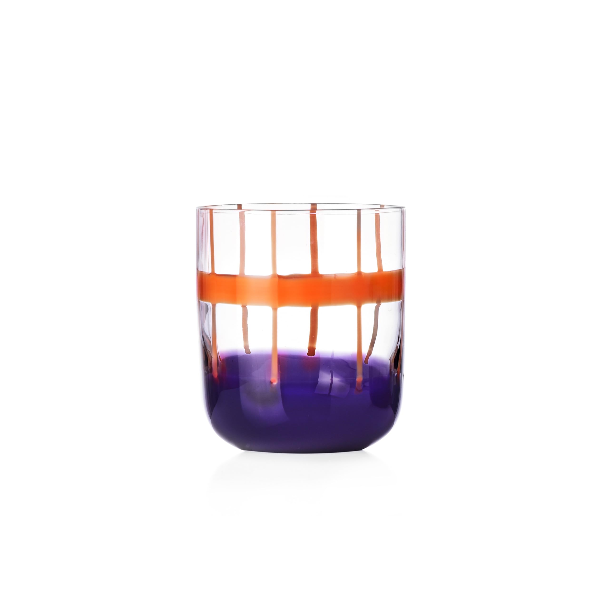 Ichendorf Milano Orange and Lilac Gesti Collection Tumbler, 10 oz, Mouth-Blown Glass, Hand Finished