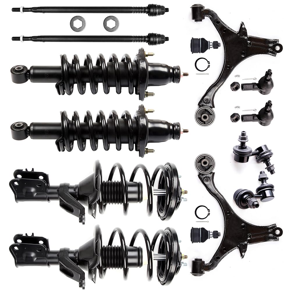 Struts Shocks suspension kit for 2001 2002 for Honda Civic | Front and Rear Complete Strut Spring Assembly Ball Joint Control Arm Tie Rod End Stabilizer Bar Link 14 Pcs, 171340L 171340R