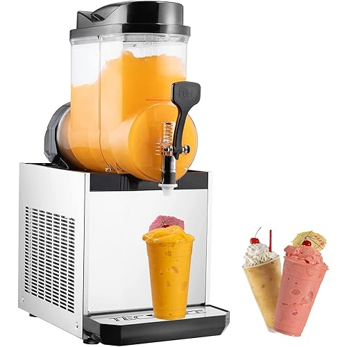 TECSPACE 110V Commercial Slushy Machine,15/30/45L Stainless Steel Margarita Smoothie Frozen Drink Maker for Ice Juice Tea Coffee Making, Sliver