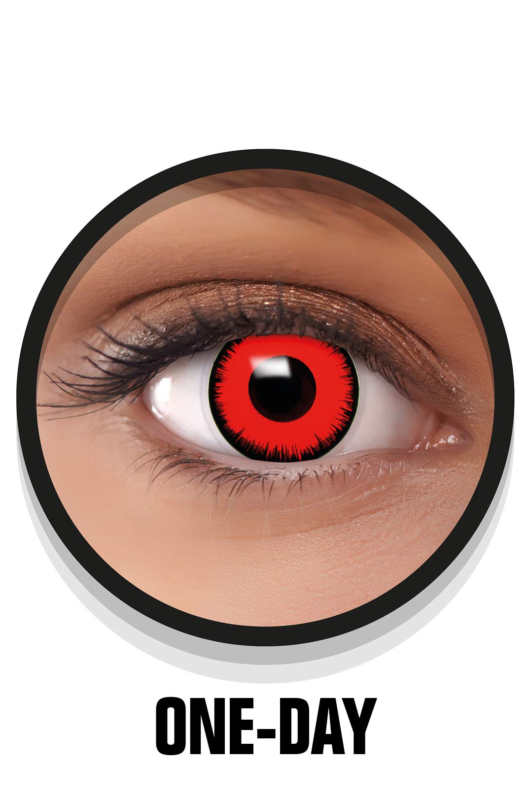 FXContacts Halloween Soczewki Kontaktowe – Kolorowe Soczewki Cosplay bez Mocy – Czerwony Wampir – 1 Para – Przemień się w CZERWONEGO WAMPIRA