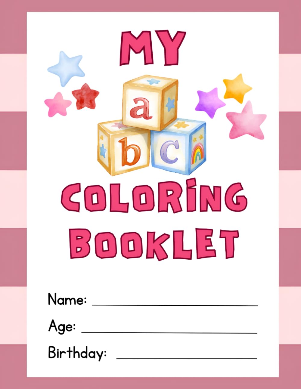 My ABC Coloring Booklet Worksheet in Pink Cute Style: abc coloring book