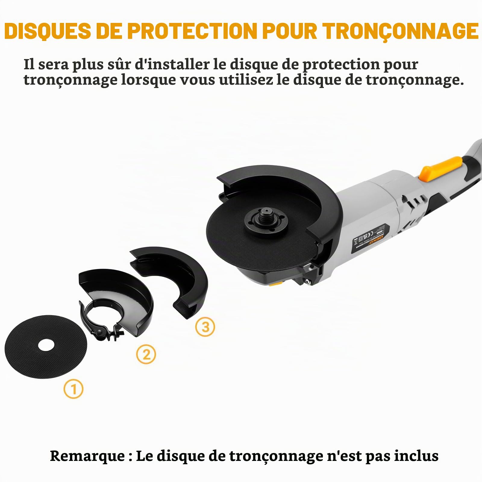 DEKOPRO Meuleuse d'Angle 900W: Ø 125mm Longues Poignées Meuleuse d'Angle Électrique avec Poignée Auxiliaire, Capot de Protection, Écrou de Serrage, Clé à Ergots, pour Meulage, Tronçonnage