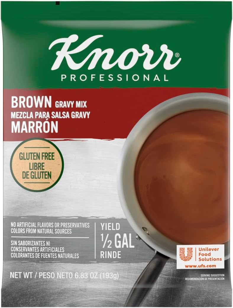 Professional Brown Gravy Mix Vegan, Gluten Free, No Artificial Flavors or Preservatives, No added MSG, Dairy Free,Colors from Natural Sources, 6.83 oz, Pack of 6