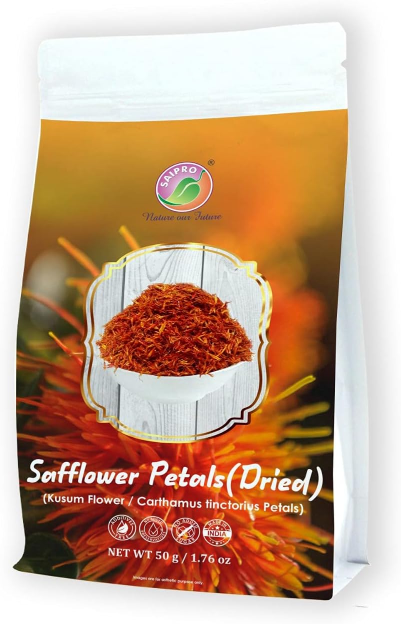 - SAIPRO Nature our Future Dried Safflower Petals 50 gm, Detox Herbal Tea| Kusum Safflower Petals | Antioxidant | American Kesar | Dry Flowers | Kumbadiri | Cakota Dry Flower Petals - Lip Gloss | color cosmetics, dye fabrics No added color, No added preservatives