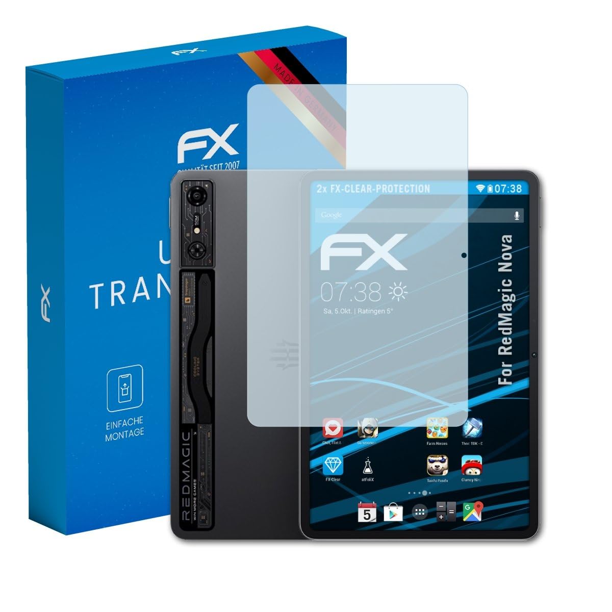 atFoliX Screen Protection Film compatible with RedMagic Nova Screen Protector, ultra-clear FX Protective Film (2X)