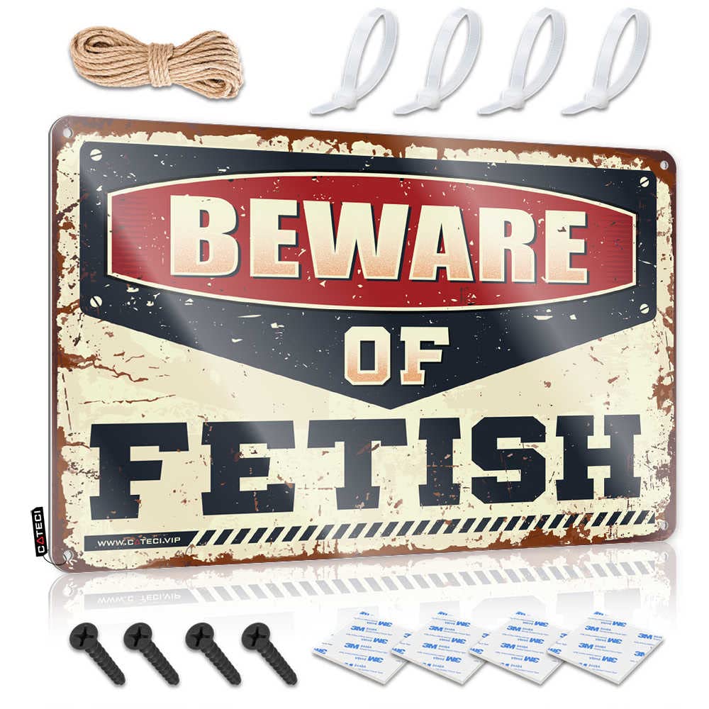 HELIOFORGE Pool Signs And Decor Outdoor Beware Of Fetish Sign Bar Metal Tin Sign Outdoor Bar Decor(30X40CM)