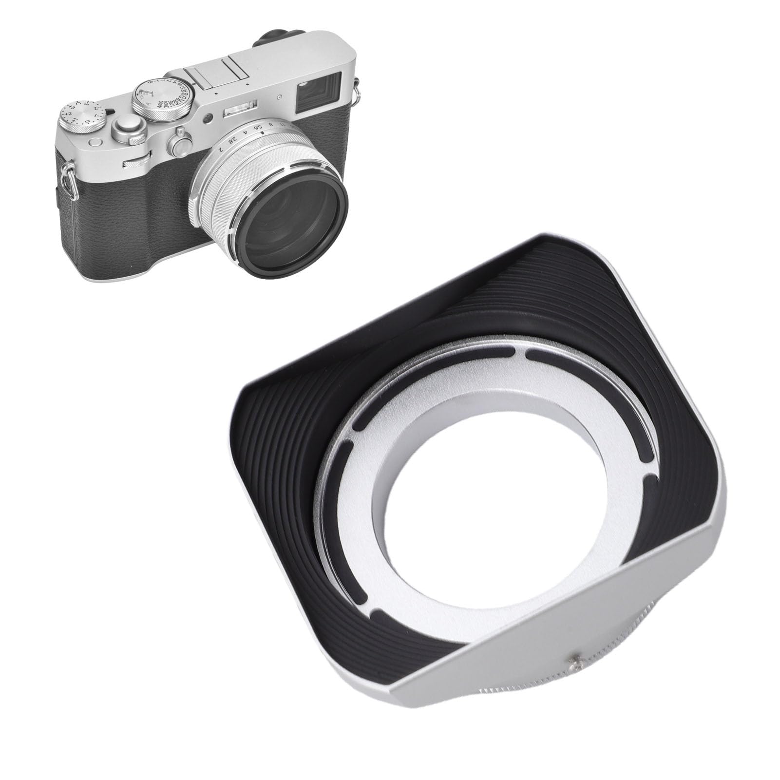 Luocute Paraluce Quadrato per X100VI, Lega di Alluminio da 39 Mm (SILVER) | Struttura in Metallo di Grado Aerospaziale, Adattatore per Filtro Magnetico, Schermatura da Abbagliamento e Polvere