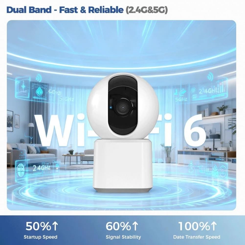 Monitor per Bambini E Anziani, Telecamera di Sicurezza WiFi per Interni per Bambini 360° Pan & Tilt, Audio Bidirezionale, Telecamera di Sorveglianza con Visione Notturna