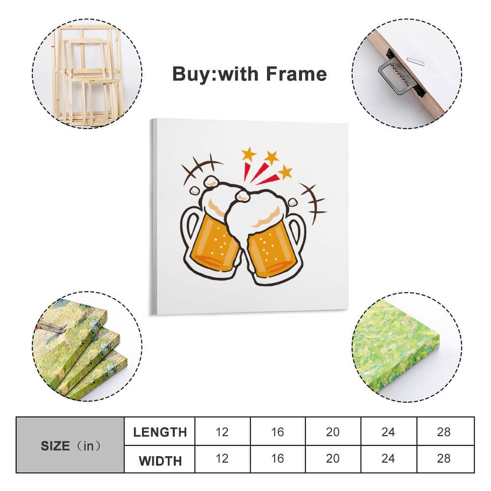 絵画。壁掛け絵原画手描き【楽しいビールパーティー】03 Amazon