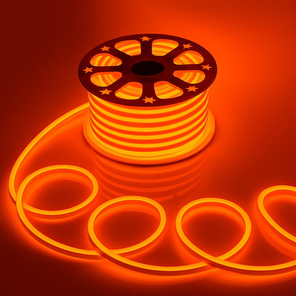 Gesto 16.4 Feet Neon LED Strip Light with 12V Adapter | Cuttable & Flexible Waterproof Rope Light for Wall Decor, Indoor & Outdoor Decoration, Custom Names,Signage & Diwali Decorative Lighting-Orange