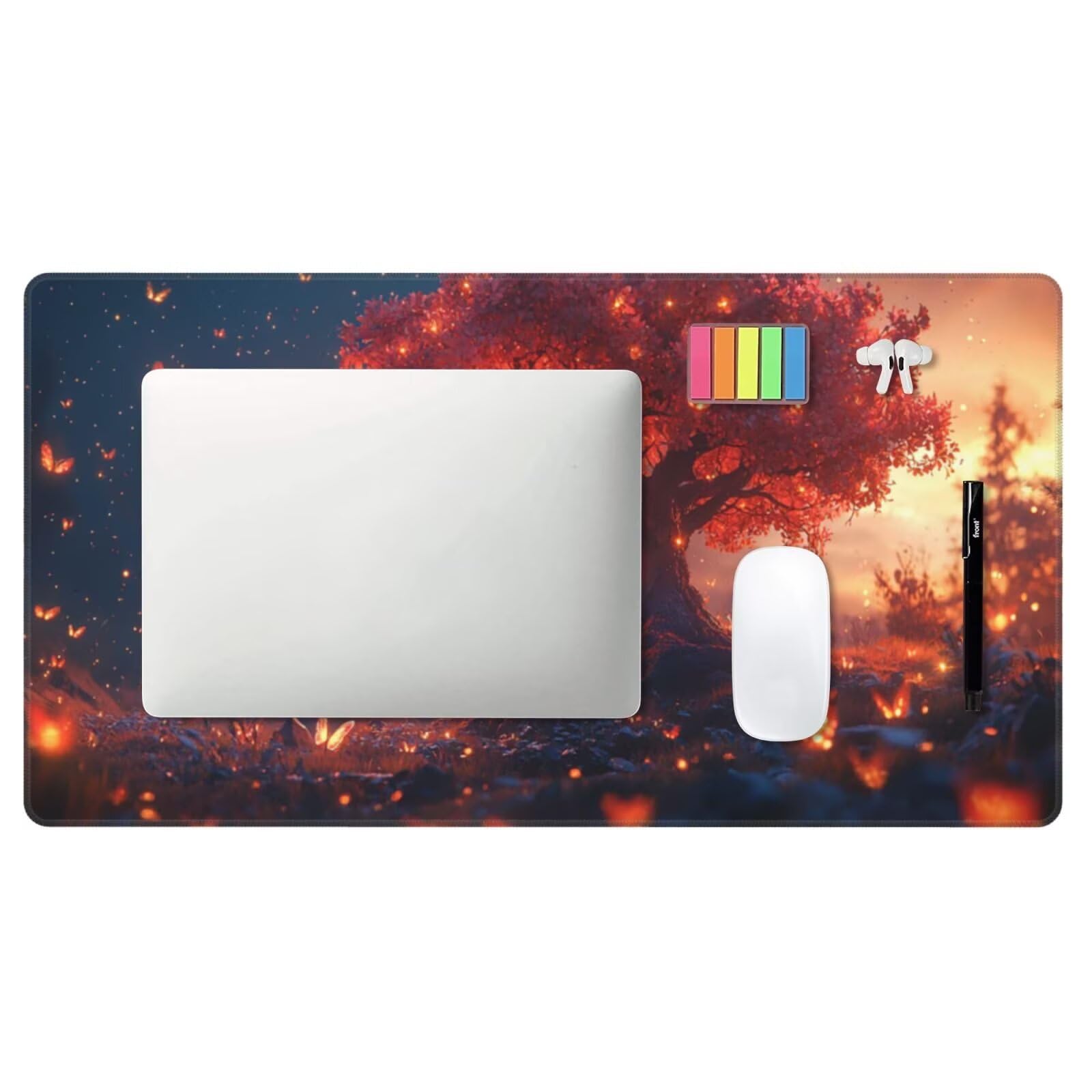 Tappetino Mouse Gioco Papillons arbres, XXL 1600 x 800 mm Grande Mouse Pad, Tappetino Scrivania con Base in Gomma Antiscivolo impermeabile, Mouse Mat con Bordi Cuciti per Computer, PC, Laptop H-450