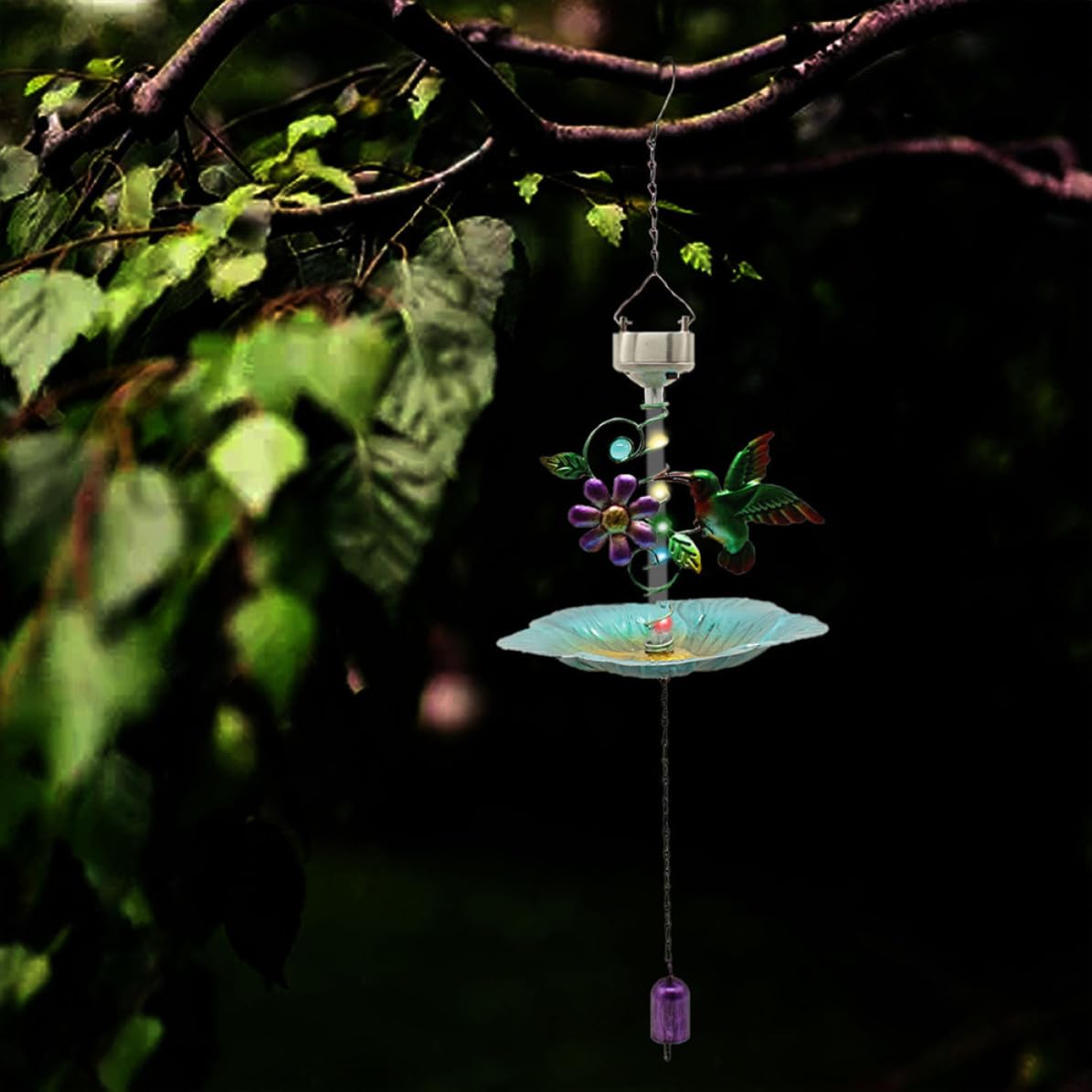 Gatuida Mangiatoia Appesa per Uccelli Solare in Ferro per Giardino