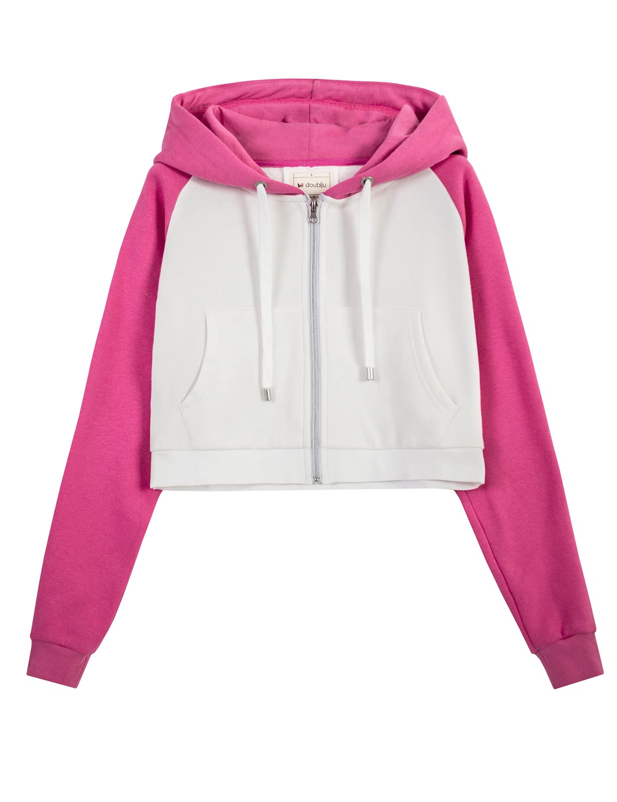 DOUBLJUWomen's Casual Long Sleeve Crop Tops Zip Up Hoodies Sweatshirts with Plus Size