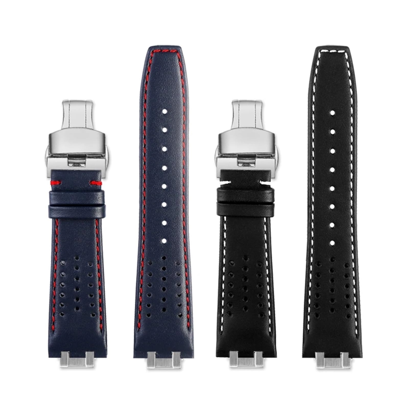 Genérico Correa de reloj cuero vaca compatible con Maurice Lacroix AIKON AI6038 AI6008 AI6007 AI6058 Correas extremo convexo acero inoxidable liberación rápida