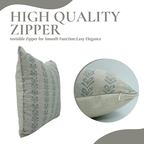 Miniatura 6 de Fabritual Fundas de almohada de algodón con estampado de bloques de 20 x 20 pulgadas, funda de cojín cuadrada para casa de campo al aire libre,