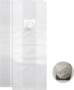 Mushroom Grow Bag Extra Small Polypropylene 8"x5"x20" 0.2Micron Filter Biodegradable Autoclavable Bags Spawning Bag 20