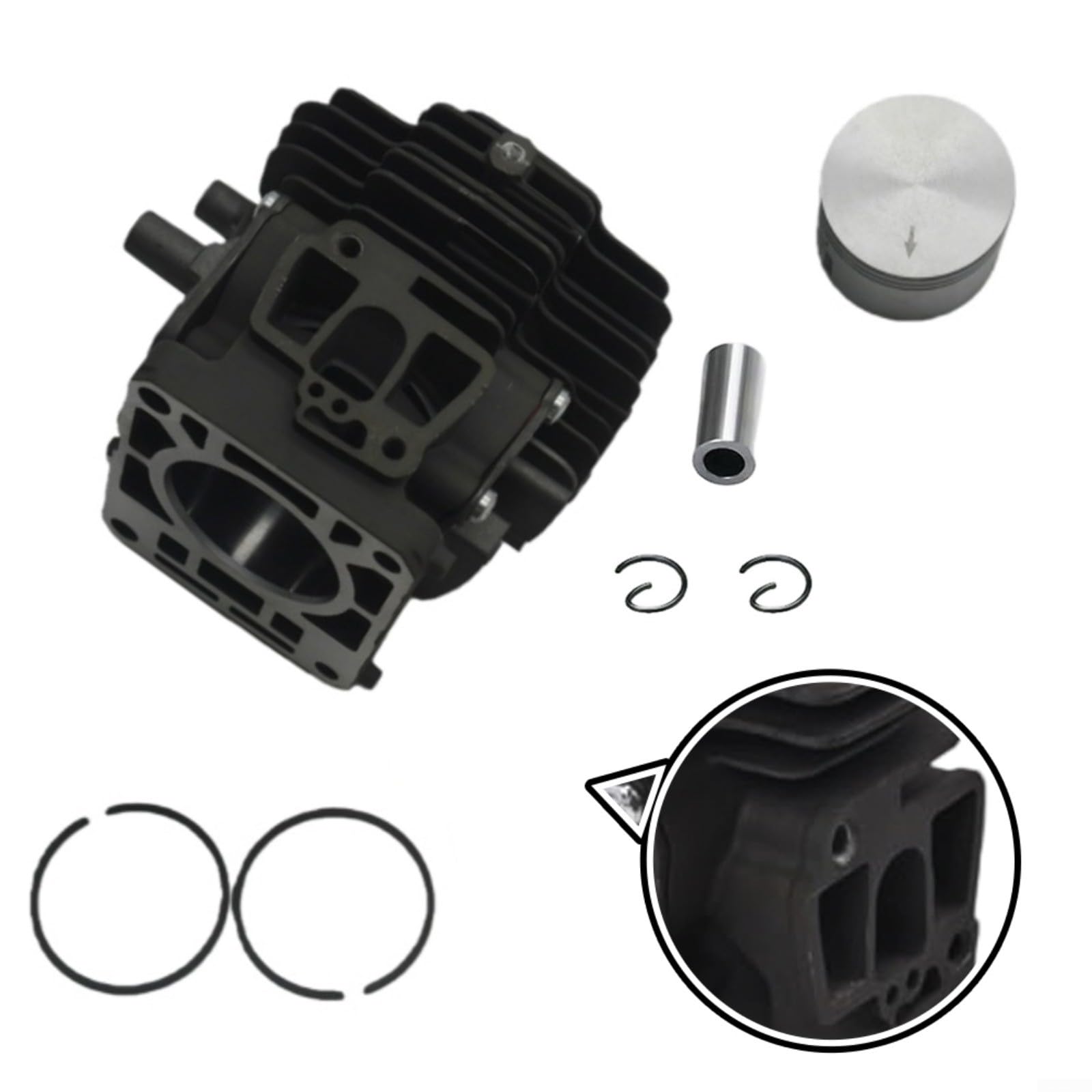 Kit de cilindro para cortacésped de 40 mm para montaje de pistón compatible con FS240 FS240R FS360C FS361, incluye pin, circlips, anillos para mantenimiento de jardín