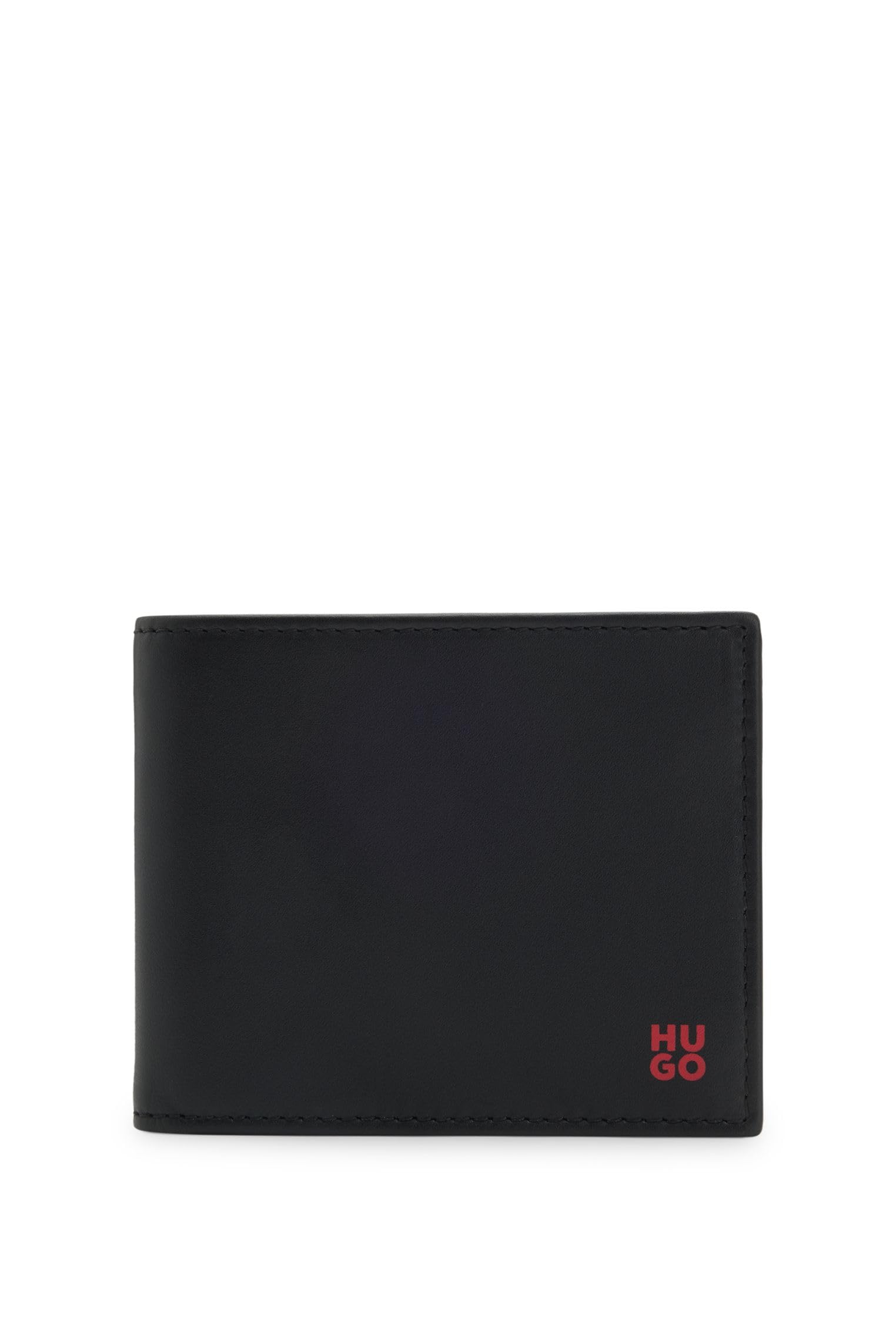 HUGO Mens Tibby N Leather Wallet with red Stacked Logo