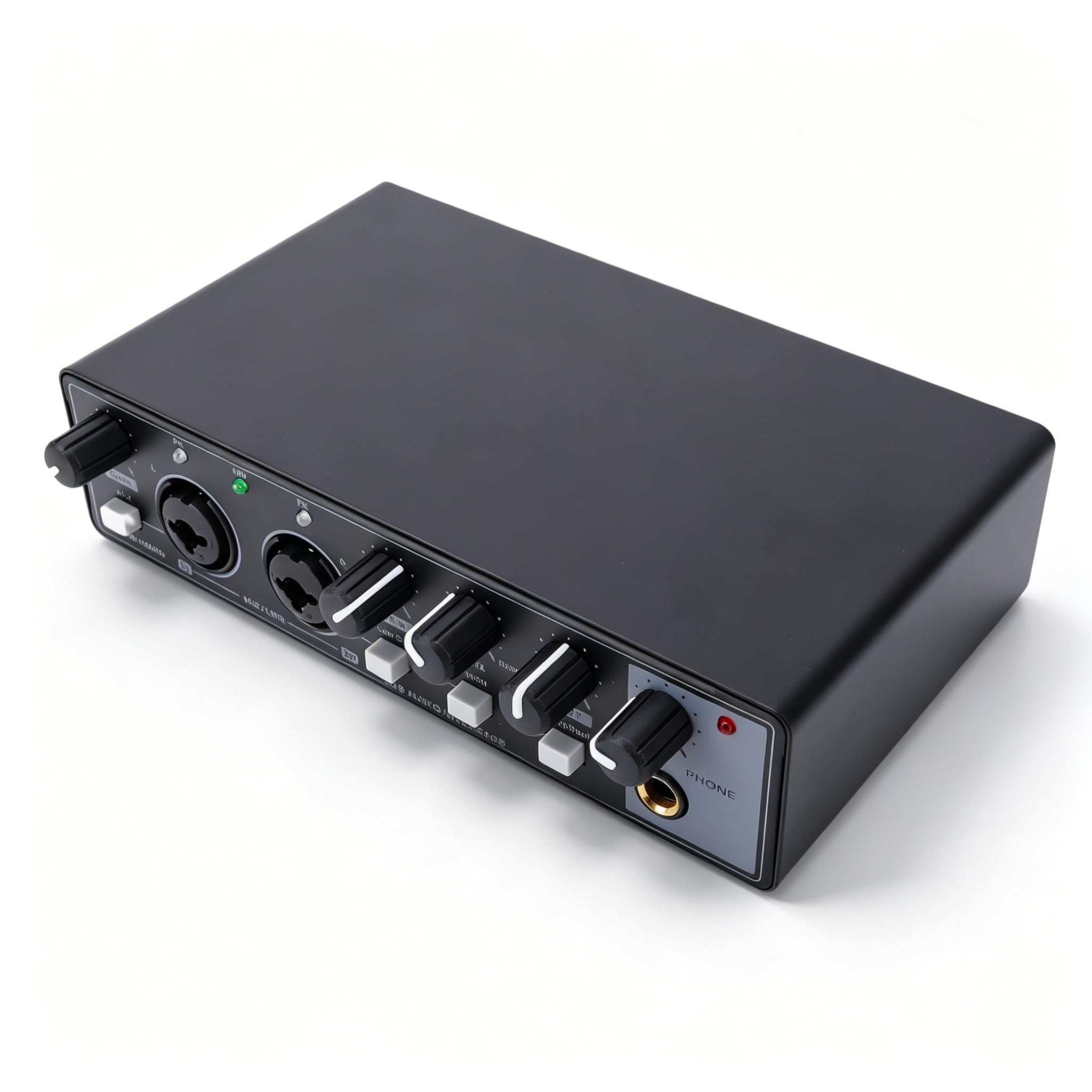 SENECESLI Interfejs Audio USB, Profesjonalny Interfejs Audio 2x2 USB C Z jakością Dźwięku 24 Bity i częstotliwością 192 KHz, Dwa Wejścia XLR Hi Z do Nagrywania, Przesyłania Strumieniowego, (BLACK)