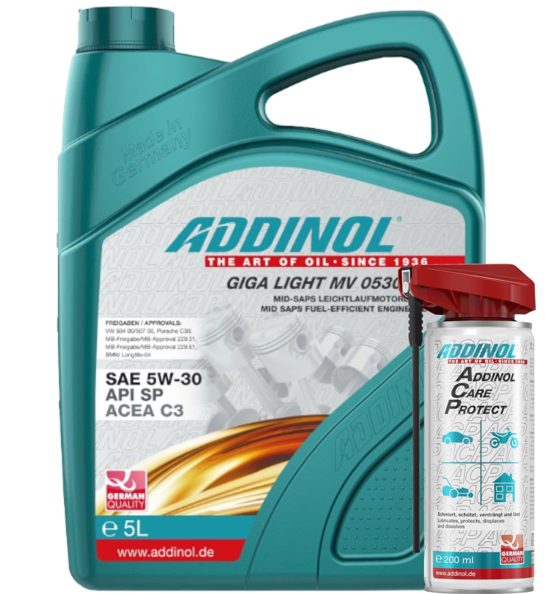 ADDINOL Motoröl 5W30 Giga Light MV Long Life + ACP Multifunktionsspray