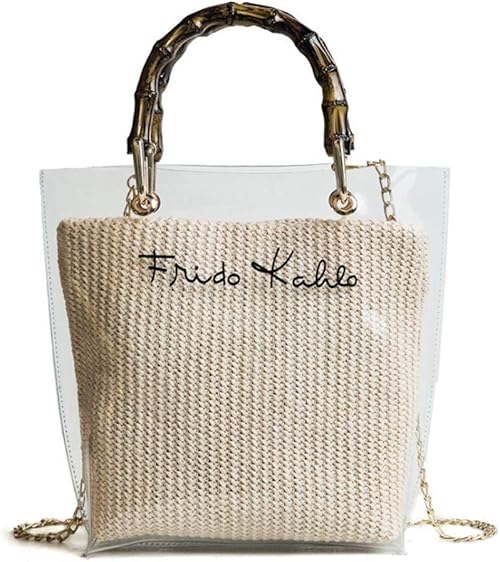 Amazon Caissipショルダーバッグ レディース 透明バッグ クリアバッグ 2way ポーチ付き 人気 おしゃれ 防水バック 手提げ ハンド チェーン付き 温泉バッグ ハンドバッグ