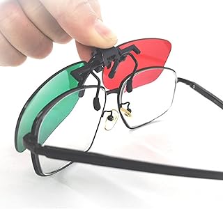 Red Green Glasses, Clip On Amblyopia Red Green Glasses Left Green with Glasses Box for