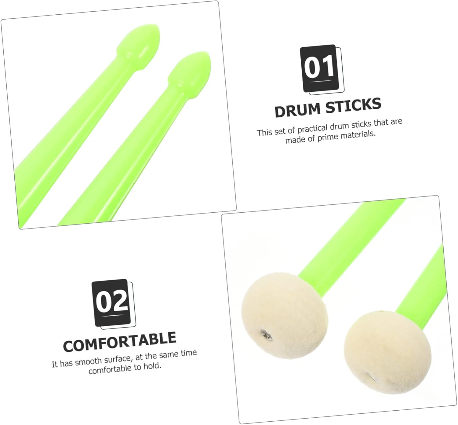 VICASKY 1 Pair Drumstick Drum Brushes Kids Instruments Marching Snare
