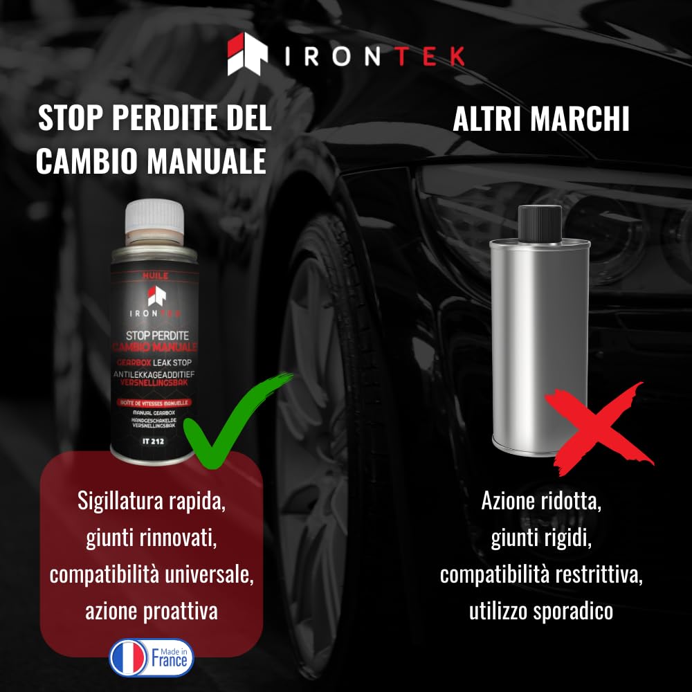 Stop Perdite Cambio 50ml - IRONTEK | IT212 | Trasmissione Manuale | Guarnizioni Anti-perdite | Rivitalizza Le guarnizioni | Protegge dall'usura | Formula PRO