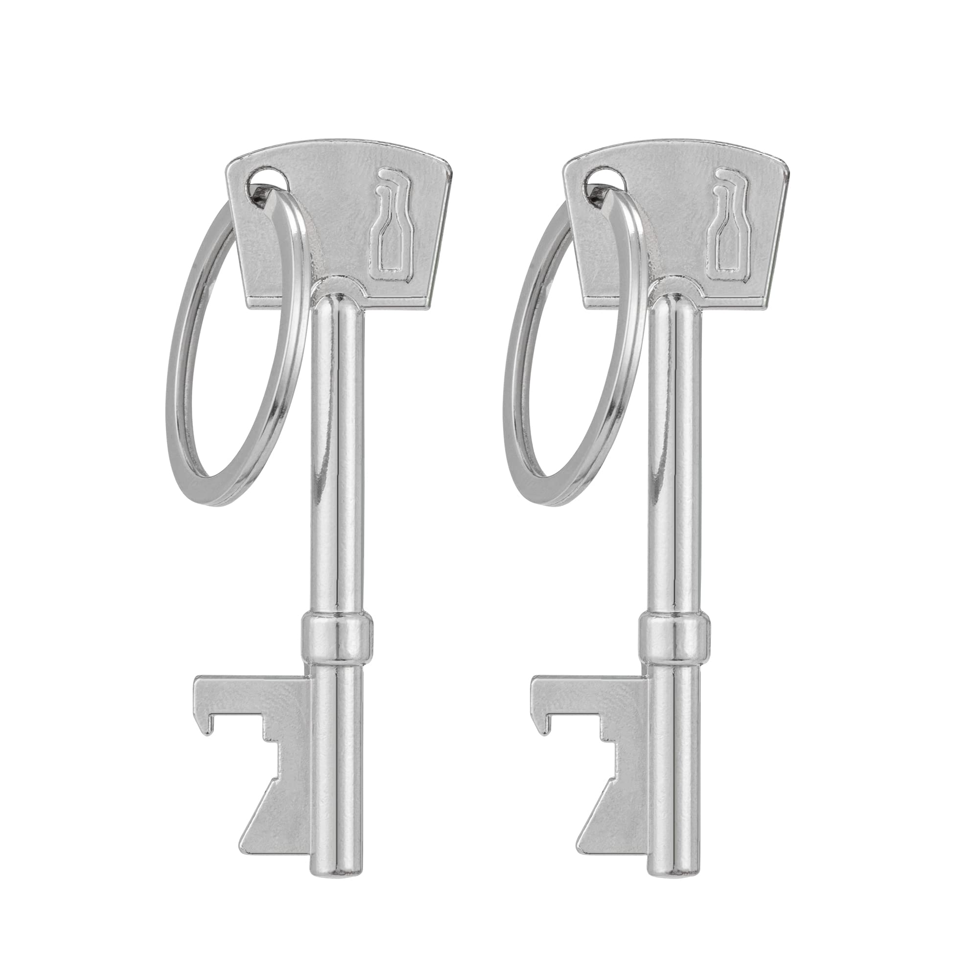 Kwmobile Silver Bottle Opener Key Keychain (Set Of 2) - Keychains Shaped Like Keys To Open Beer Bottles, Soda Tops, Soft Drinks