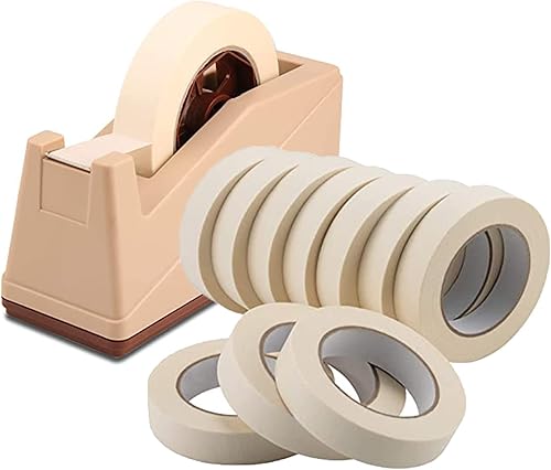 LICHAMP Soporte dispensador de cinta de escritorio con núcleo grande de 3 pulgadas para cinta adhesiva y paquete de 10 cintas adhesivas blancas de 1