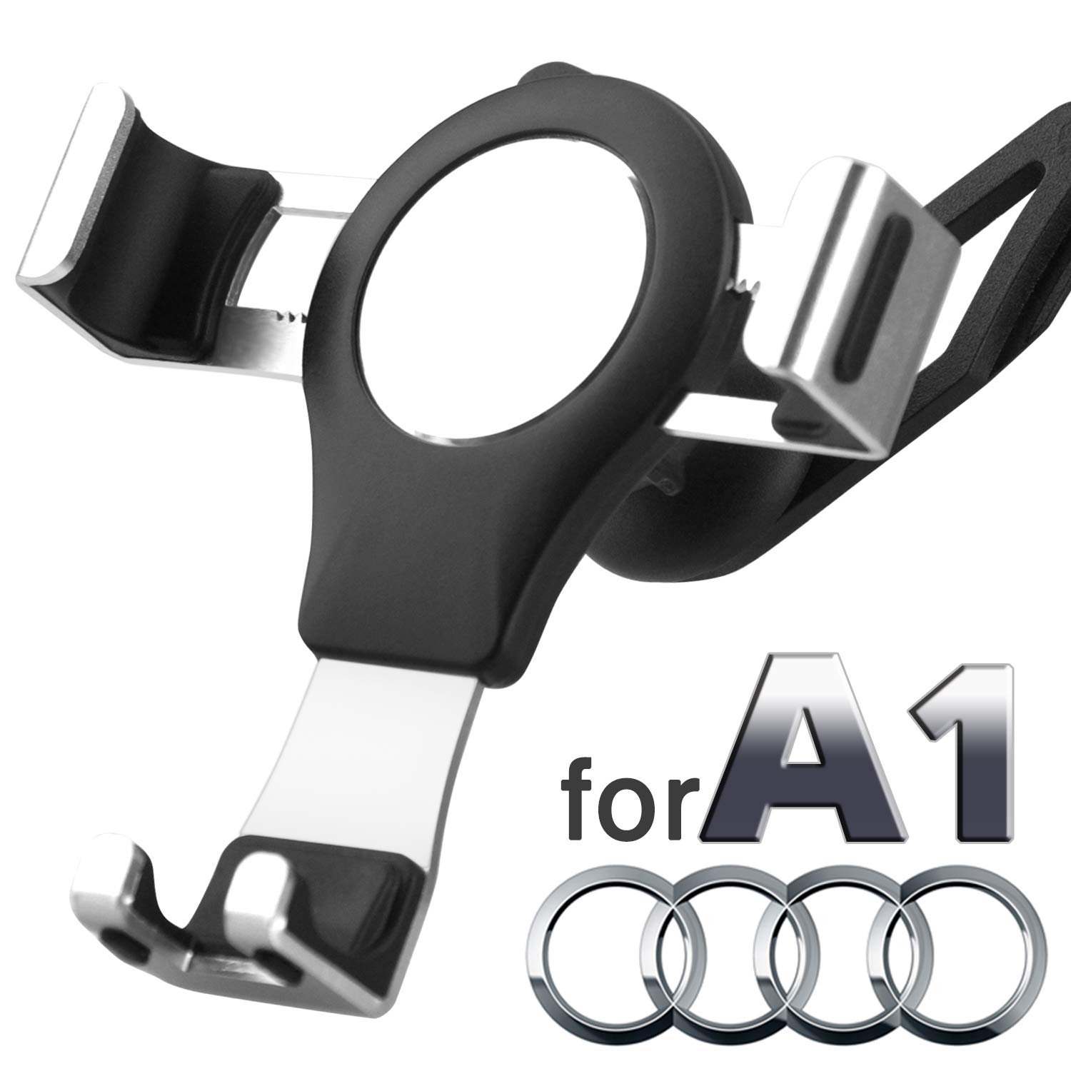 Car Phone Mount for Audi A1, Audi Car Dashboard Mobile Phone Holder Air Vent Gravity Phone Cradle 360 Rotatable Metal Aluminum Alloy Silicon Sturdy Hands Free Non Slip Universal (Silver)