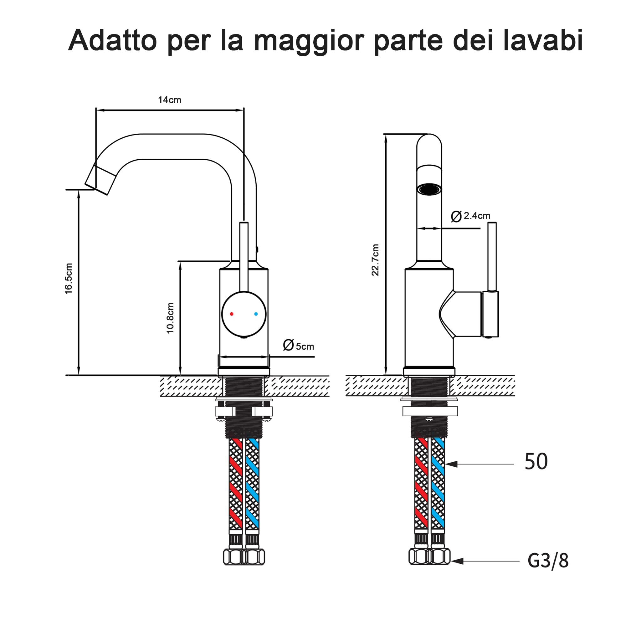 Rubinetto Bagno Lavabo Girevole a 360°, Rubinetto per Lavabo Caldo e Freddo Regolabile, Rubinetto per Bagno Monocomando, Rubinetto in Acciaio Inossidabile, Facile Installazione, Cromo