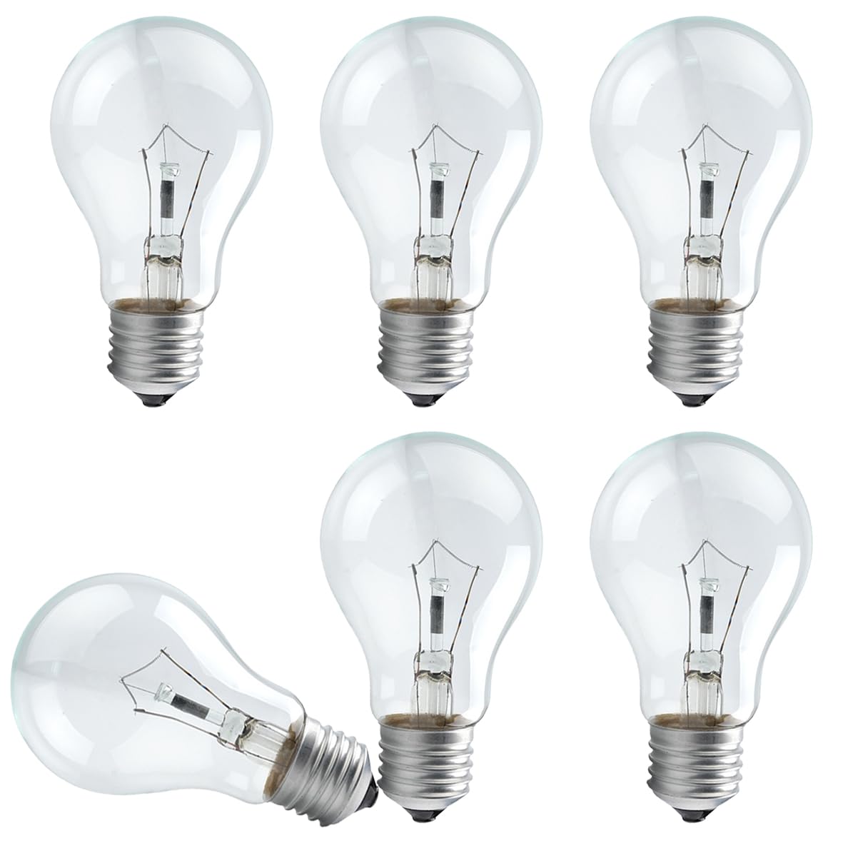 100 w incandescent light bulb, a19 e26 medium base, dimmable, soft white - 6 count