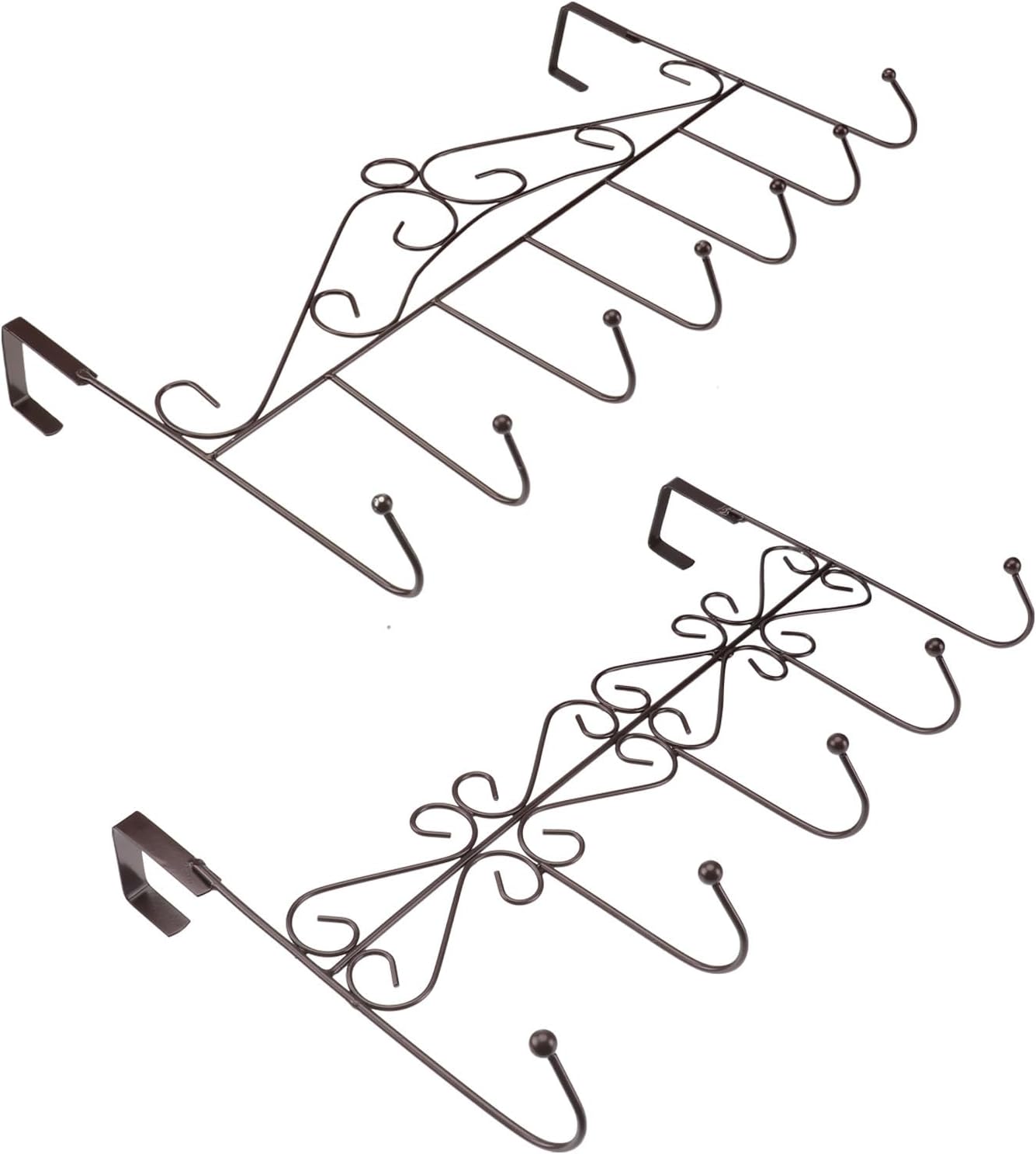 NUOBESTY 2pcs Punching-Free the Door Hooks Iron Coat Hanger Rack with 5 and 7 Hooks Space-Saving Organizer for Bathroom and Back the Door Random Color