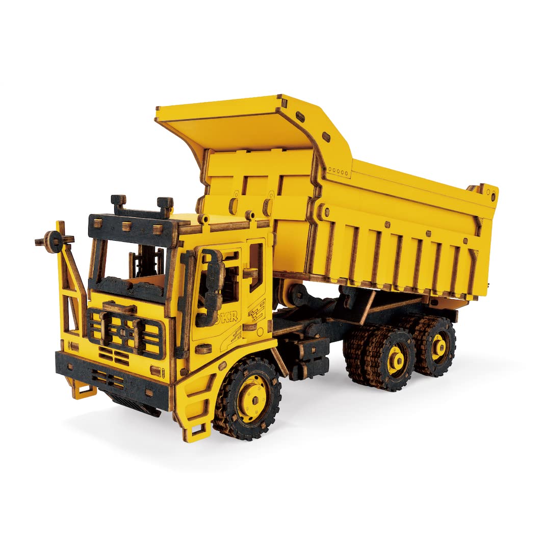 ROBOTIME - Dump Truck Rokr Construction Kit, TG603K, Yellow, ‎18 x 8 x 8 cm