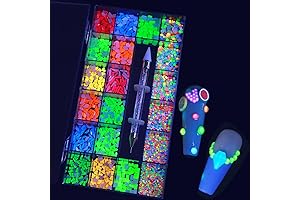VERONNI Glow in the Dark Premium Neon Nail Rhinestones Kit