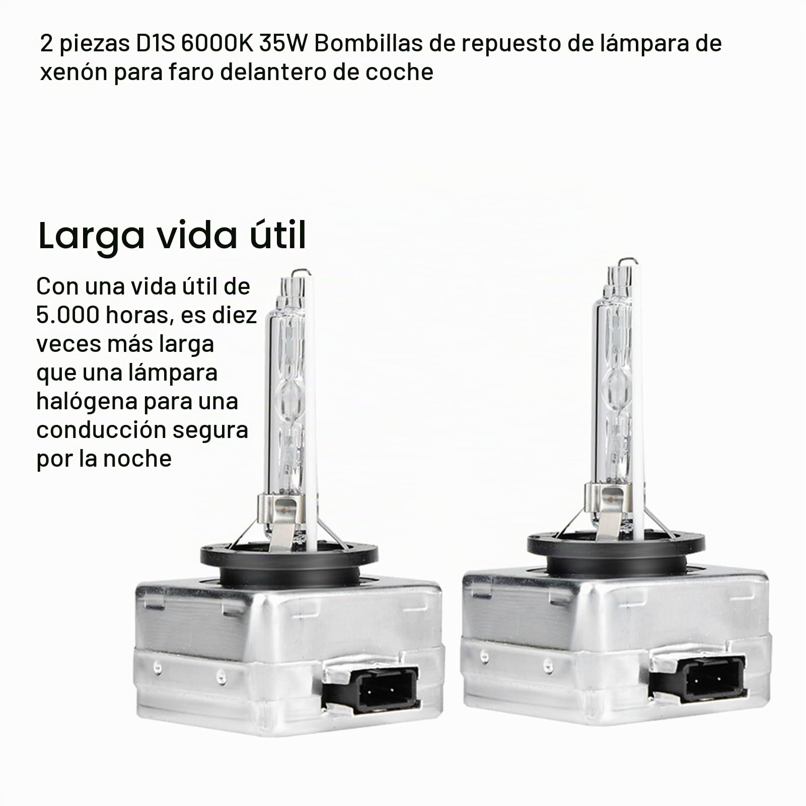 2Pcs D1S 6000K 35W Faros delanteros Bombilla Lámpara de xenón Reemplazo de base de metal Lámparas de faros