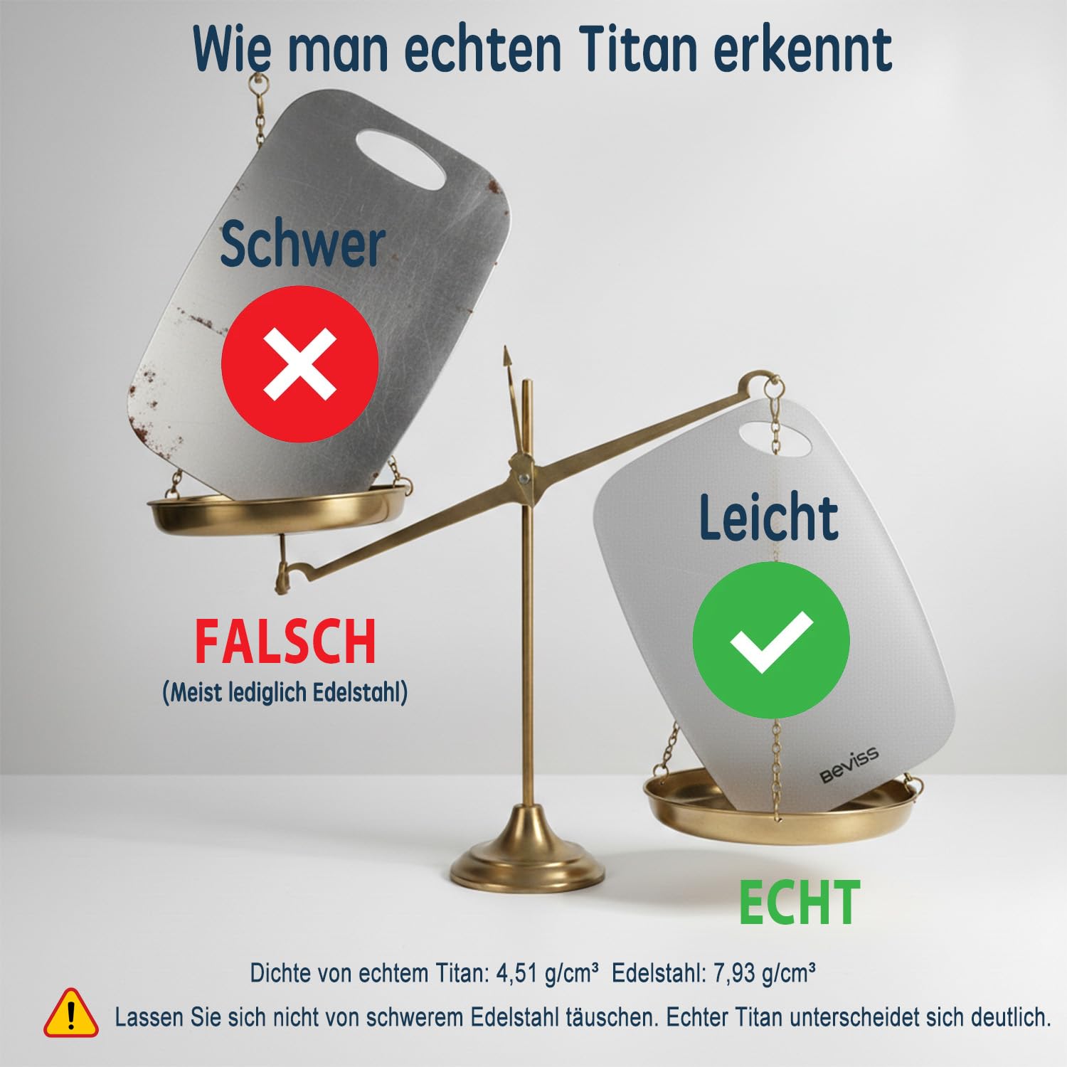 99,85% Reintitan Schneidebrett 38,1 × 27,9 cm, BPA-frei | Doppelseitig verwendbar, Spülmaschinenfest, Leicht zu reinigen, Geruchsneutral, Rostfrei